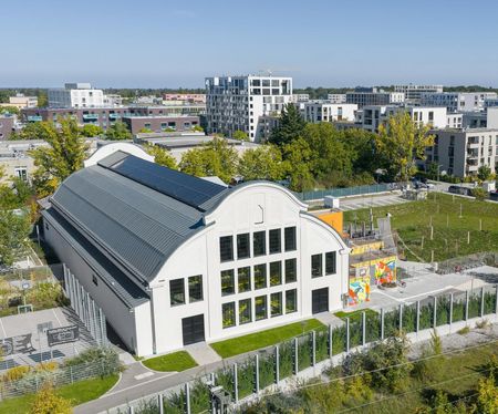 Front and roof views of the Munich Action Sports Centre
