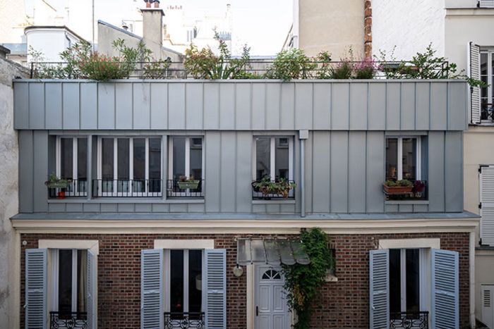Bardage en zinc sur maison individuelle Levallois Perret