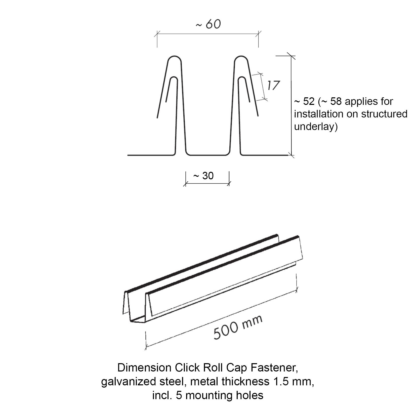 roof click roll cap fixing drawing